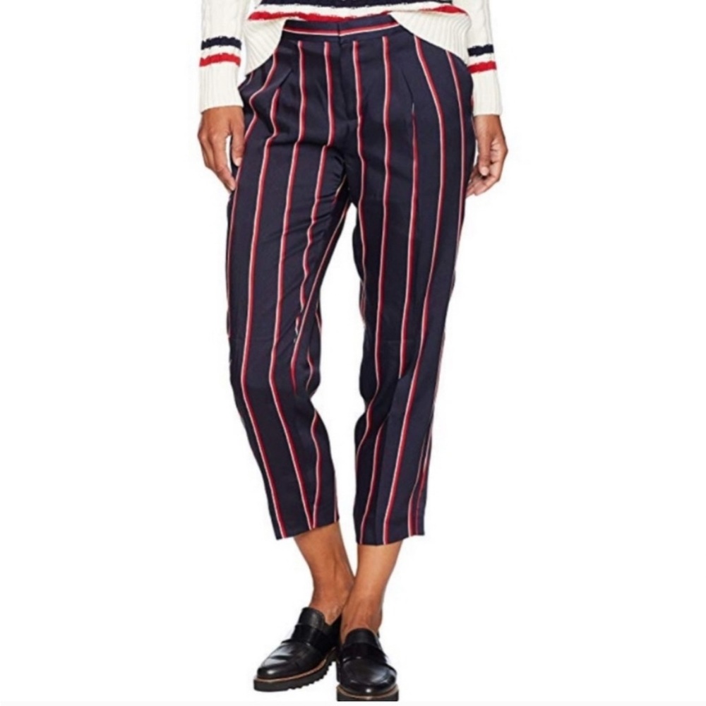 Ralph Lauren Navy Cropped Pants with Red and White Stripes